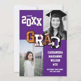 Afstuderen Voetbal Football Paars Kaart