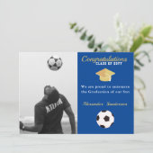 Afstuderen Voetbal Football-speler Voetbal Aankondiging (Staand voorkant)