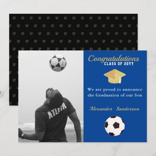 Afstuderen Voetbal Football-speler Voetbal Aankondiging (Voorkant / Achterkant)