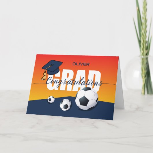 Afstuderen Voetbal Gefeliciteerd Atleet Afstudeerd Kaart (Voorkant)