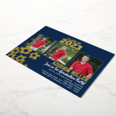 Afstuderen Voetbal Tri-foto met kleurenkeuze Folie Uitnodiging (Gedraaid)