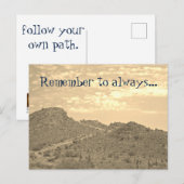 Afstuderen Volg je eigen pad woestijnwandeling Briefkaart (Voorkant / Achterkant)