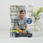 Afstuderen voor aangepaste tijdschriften bedankkaart (Staand voorkant)