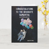 Afstuderen voor astronautenstars en ruimteballonne kaart (Gele Bloem)