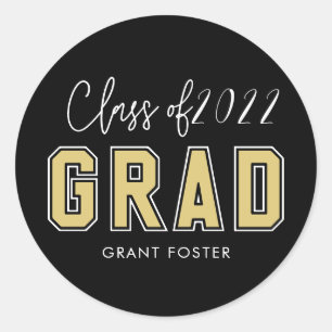 Afstuderen voor bewerkbare kleuren met Varsity Pri Ronde Sticker