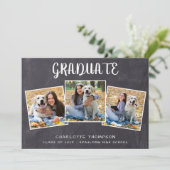 Afstuderen voor bijtende fotocollage-karton aankondiging (Staand voorkant)