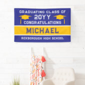 Afstuderen voor blauwe en gele schoolkleuren spandoek (Insitu)