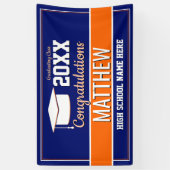 Afstuderen voor blauwe en Oranje schoolkleuren Spandoek (Verticaal)