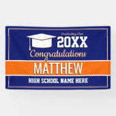 Afstuderen voor blauwe en Oranje schoolkleuren Spandoek (Horizontaal)