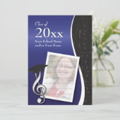 Afstuderen voor blauwe en zwarte muziek kaart (Staand voorkant)