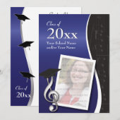 Afstuderen voor blauwe en zwarte muziek kaart (Voorkant / Achterkant)