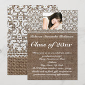 Afstuderen voor Burlap- en Lace-foto's Kaart (Voorkant / Achterkant)