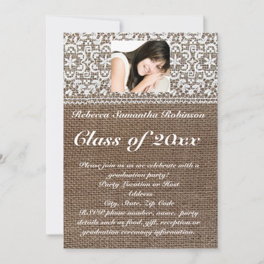 Afstuderen voor Burlap- en Lace-foto's Kaart (Voorkant)