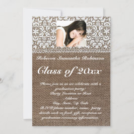 Afstuderen voor Burlap- en Lace-foto's Kaart