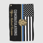 Afstuderen voor de blauwe lijn van de politieacade golfhanddoek (Voorkant)