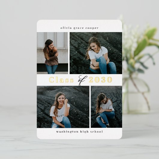 Afstuderen voor Folie van geraffineerde collage ED Folie Uitnodiging (Staand Voorkant)