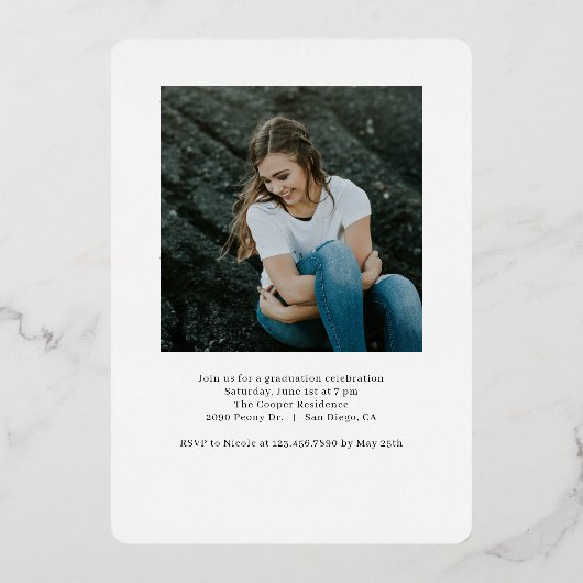 Afstuderen voor Folie van geraffineerde collage ED Folie Uitnodiging (Achterkant)