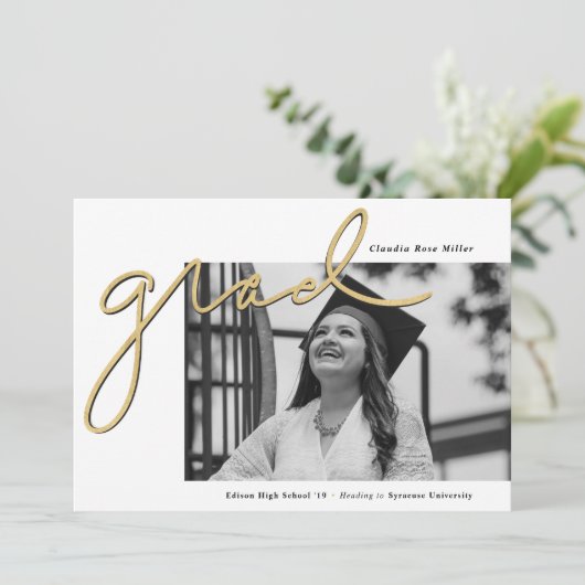 Afstuderen voor gouden foto's met scripts Afstudee Aankondiging (Staand voorkant)