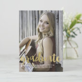 Afstuderen voor goudpenseeltypografie aankondiging (Staand voorkant)