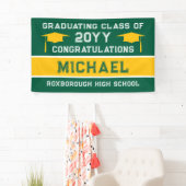 Afstuderen voor groene en gele schoolkleuren spandoek (Insitu)