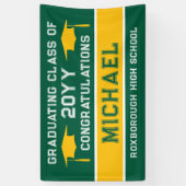 Afstuderen voor groene en gele schoolkleuren spandoek (Verticaal)