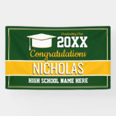 Afstuderen voor groene en gele schoolkleuren spandoek (Horizontaal)