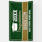 Afstuderen voor groene en gouden schoolkleuren spandoek (Verticaal)