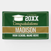 Afstuderen voor groene en gouden schoolkleuren spandoek (Horizontaal)