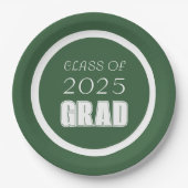 Afstuderen voor groene en witte schoolkleuren papieren bordje (Voorkant)