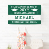 Afstuderen voor groene en witte schoolkleuren spandoek (Insitu)