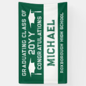 Afstuderen voor groene en witte schoolkleuren spandoek (Verticaal)