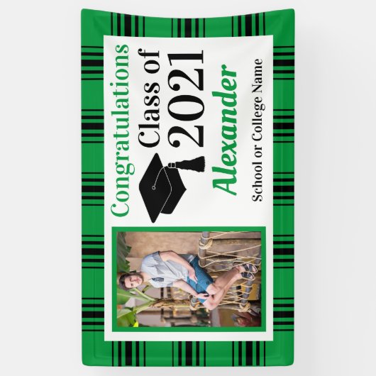 Afstuderen voor groene zwarte spelden spandoek (Verticaal)