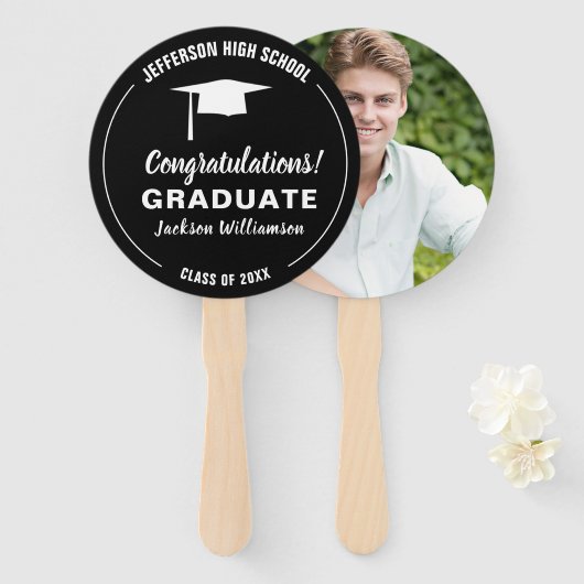 Afstuderen voor je schoolkleur Afstuderen Foto Handwaaier (Voorkant en achterkant)