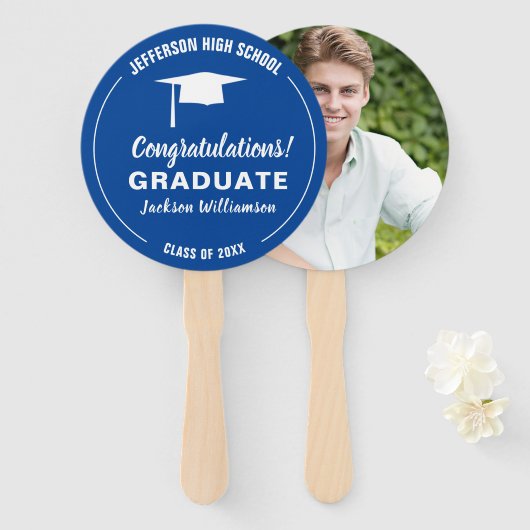 Afstuderen voor je schoolkleur Afstuderen Foto Handwaaier (Voorkant en achterkant)