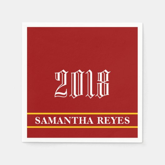 Afstuderen voor kardinaal goud en witte/aangepaste servet (Voorkant)