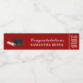 Afstuderen voor kardinaal goud en witte/aangepaste waterfles etiket (Enkel label)