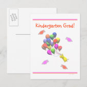 Afstuderen voor kinderen in de luiers en ballonnen aankondigingskaart (Voorkant / Achterkant)