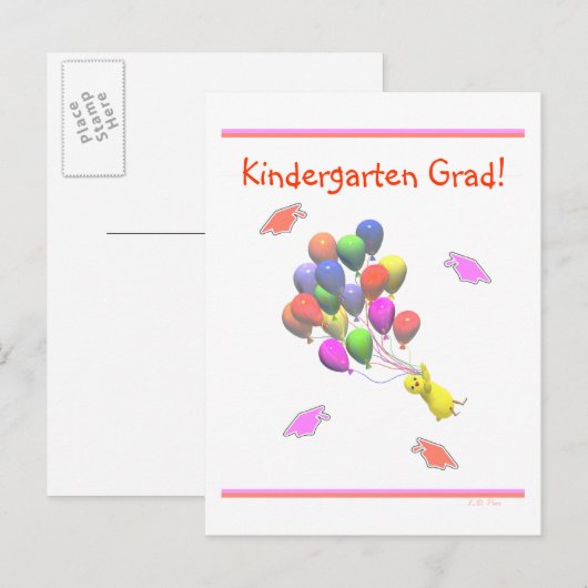 Afstuderen voor kinderen in de luiers en ballonnen aankondigingskaart (Voorkant / Achterkant)