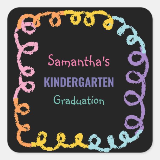 Afstuderen voor kleuterschool vierkante sticker (Voorkant)