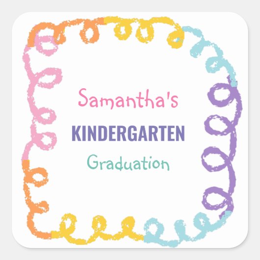 Afstuderen voor kleuterschool vierkante sticker (Voorkant)