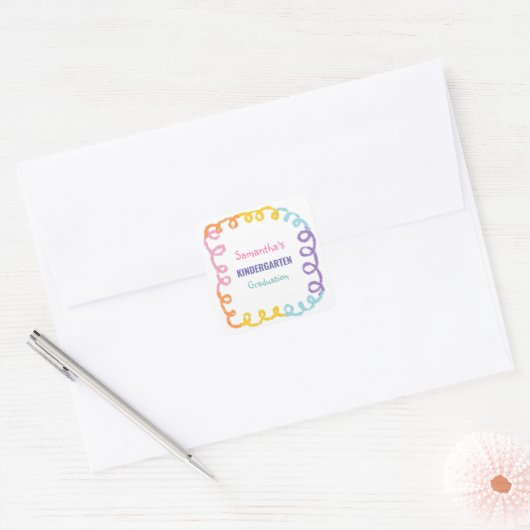 Afstuderen voor kleuterschool vierkante sticker (Envelop)