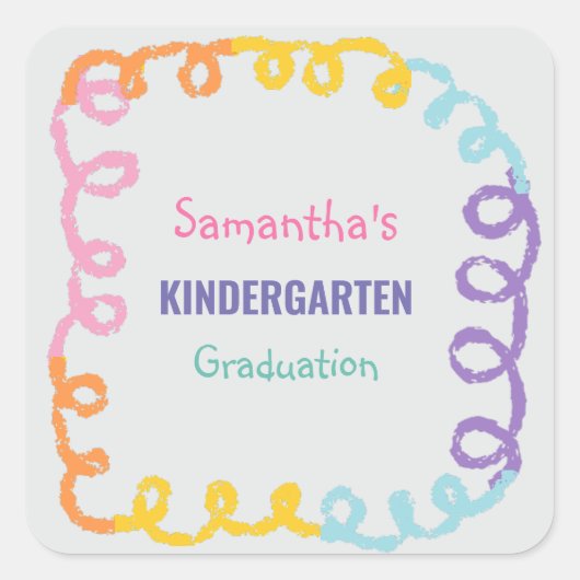 Afstuderen voor kleuterschool vierkante sticker (Voorkant)