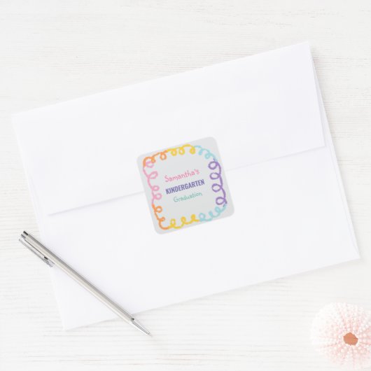 Afstuderen voor kleuterschool vierkante sticker (Envelop)