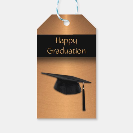 Afstuderen voor kopermetaal cadeaulabel (Voorkant)