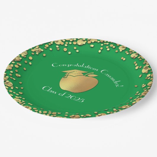 Afstuderen voor lerarenonderwijs Groen goud Papieren Bordje (Gekanteld)