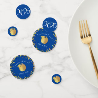 Afstuderen voor lerarenopleiding blauw goud confetti