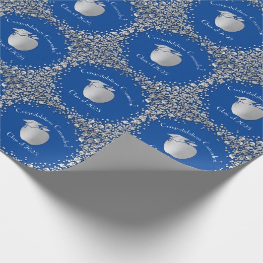 Afstuderen voor lerarenopleiding Blue Silver Cadeaupapier (Hoek)