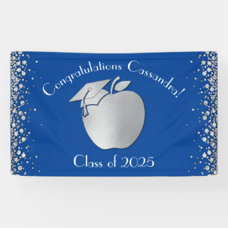 Afstuderen voor lerarenopleiding Blue Silver Spandoek