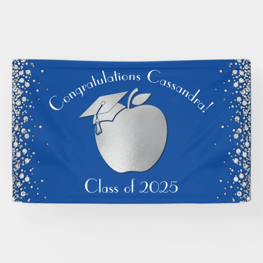Afstuderen voor lerarenopleiding Blue Silver Spandoek (Horizontaal)