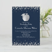 Afstuderen voor lerarenopleiding Navy Blue Silver Kaart (Staand voorkant)